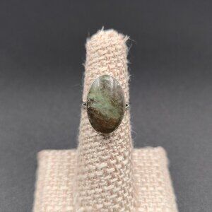 Size 5.75 Sterling Silver Green Kyanite Stone Band Ring A6188